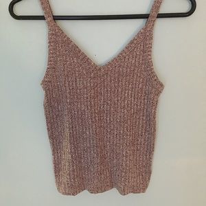 AMERICAN EAGLE Ribbed Cropped V-neck Tank-Top